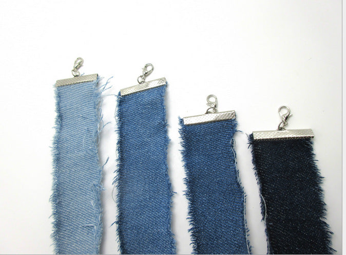 Denim Fringe Choker