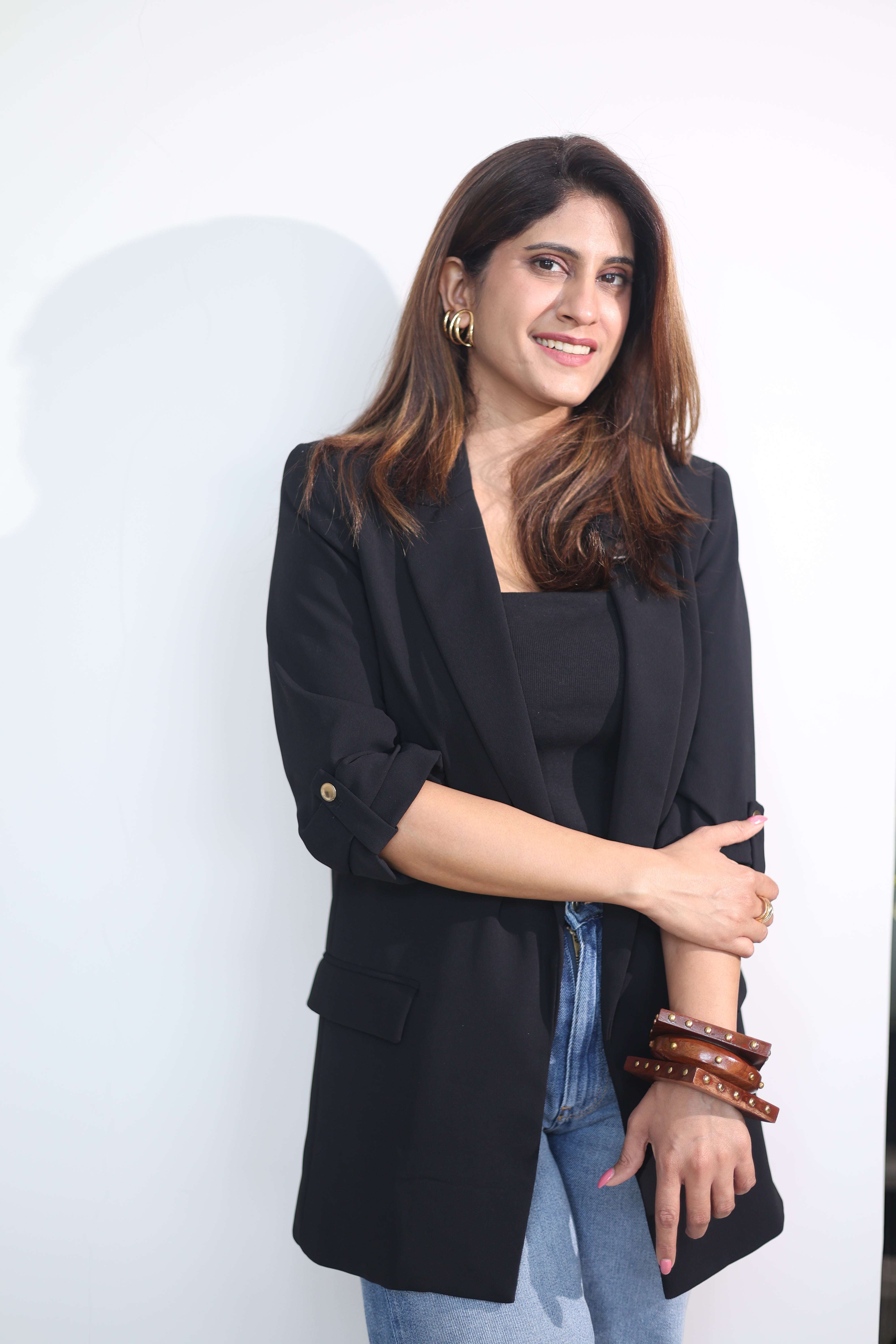 Wooden Studded Bangle Cuff Stack