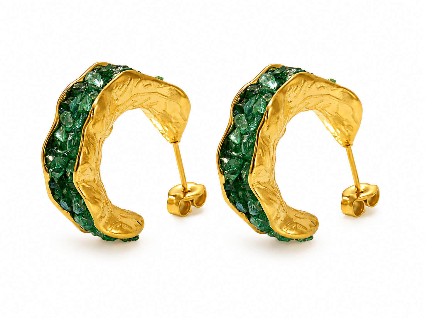 Emerald Wave Hoops