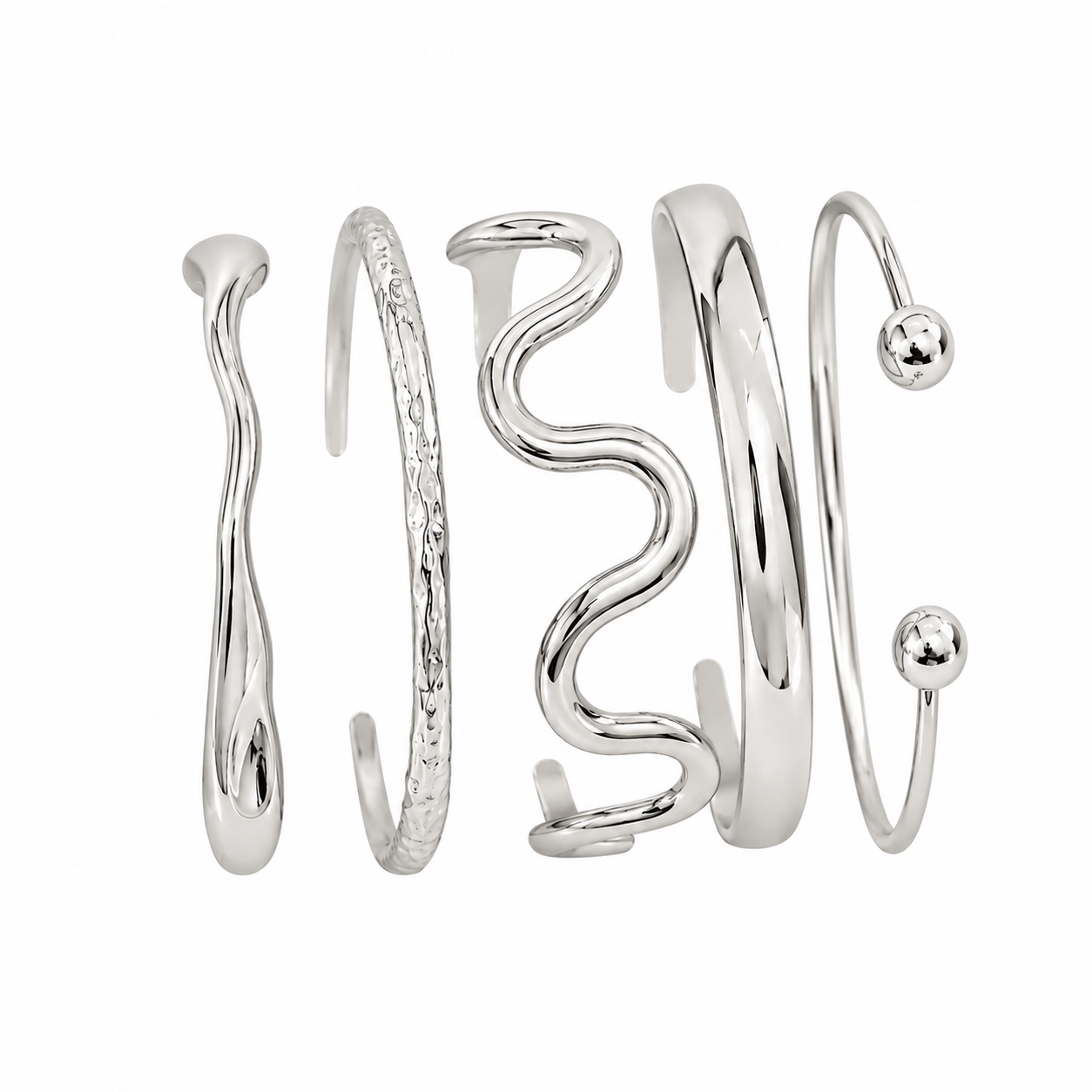 Celeste Silver Cuffs (Set of 5)