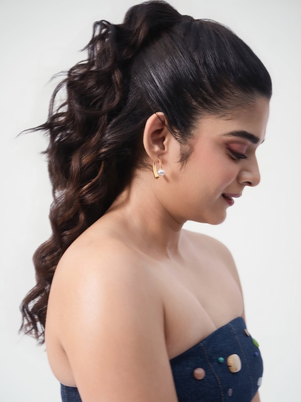 CurveDrop Pearl Earrings
