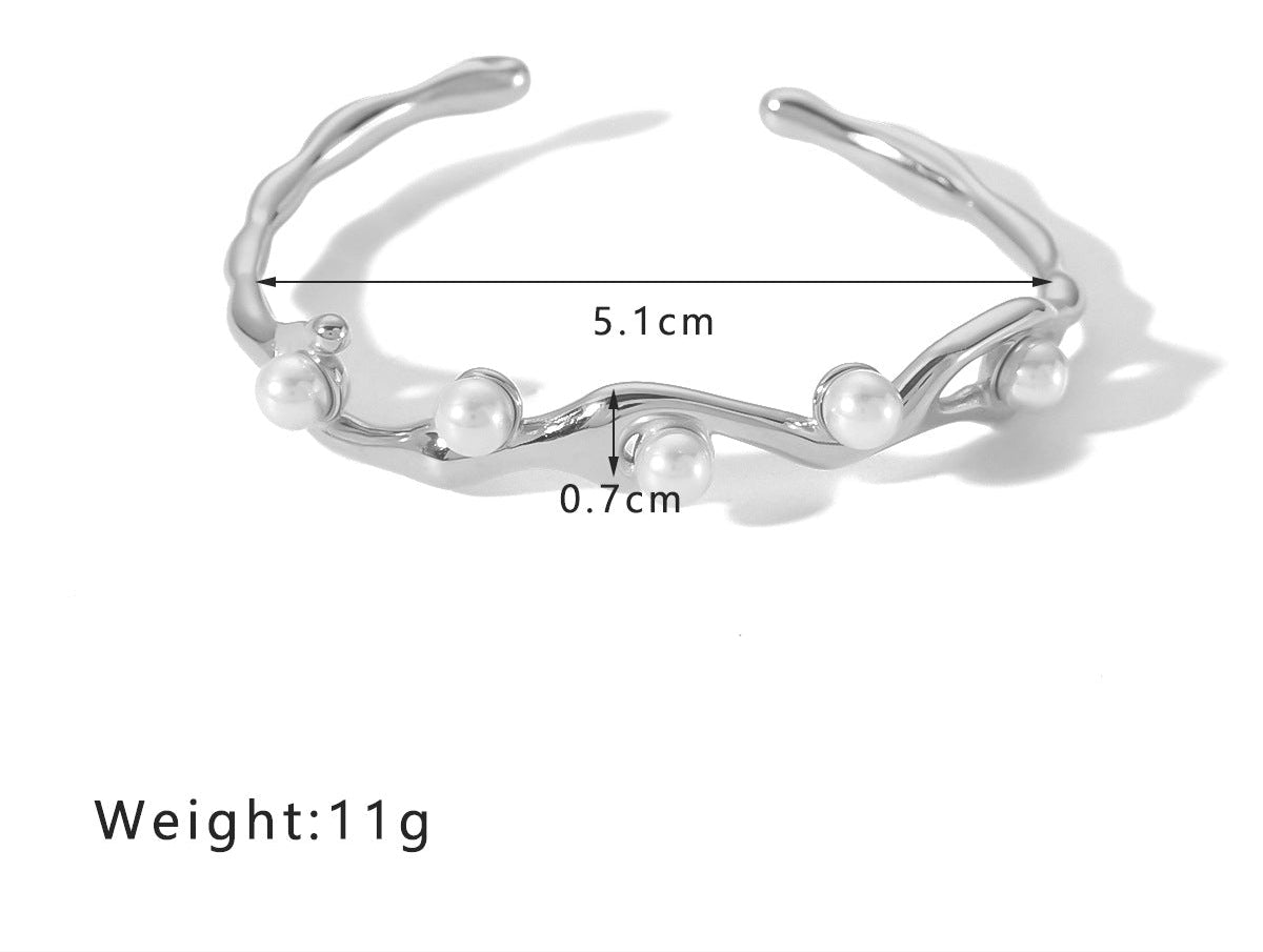 Pearl Bangle Stack Cuff