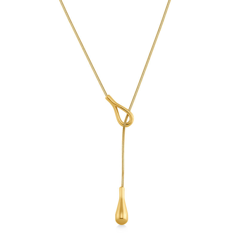 Lariat Knot Teardrop Necklace