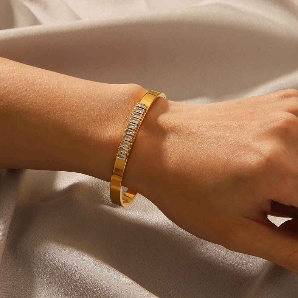 Prism Buckle Zircon Bangle Stack