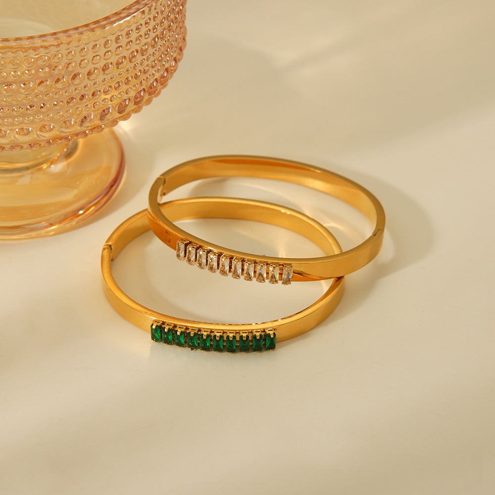 Prism Buckle Zircon Bangle Stack