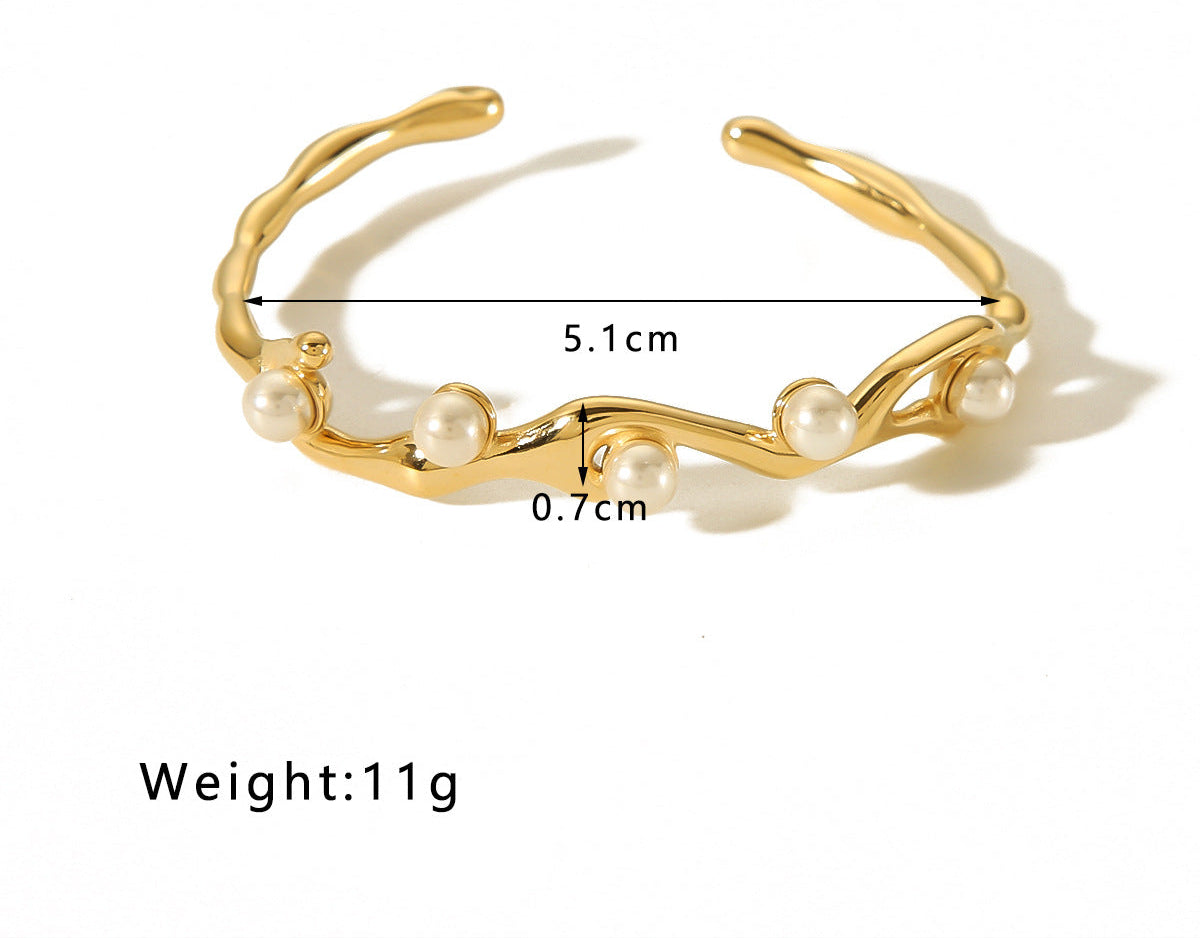 Pearl Bangle Stack Cuff