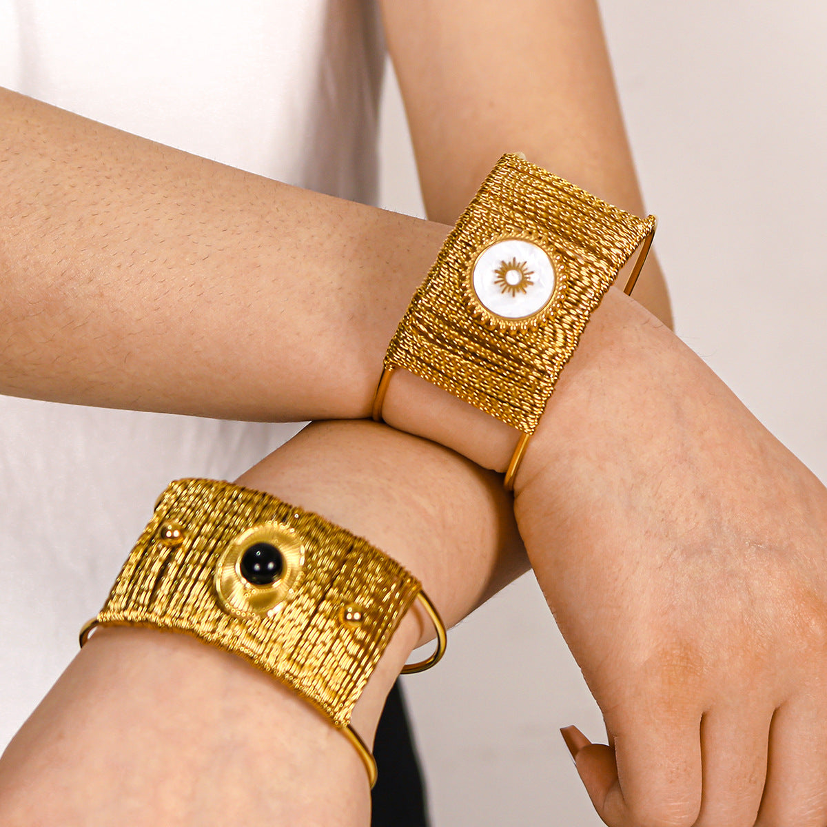 Sunburst Gemstone Cuff Bracelet