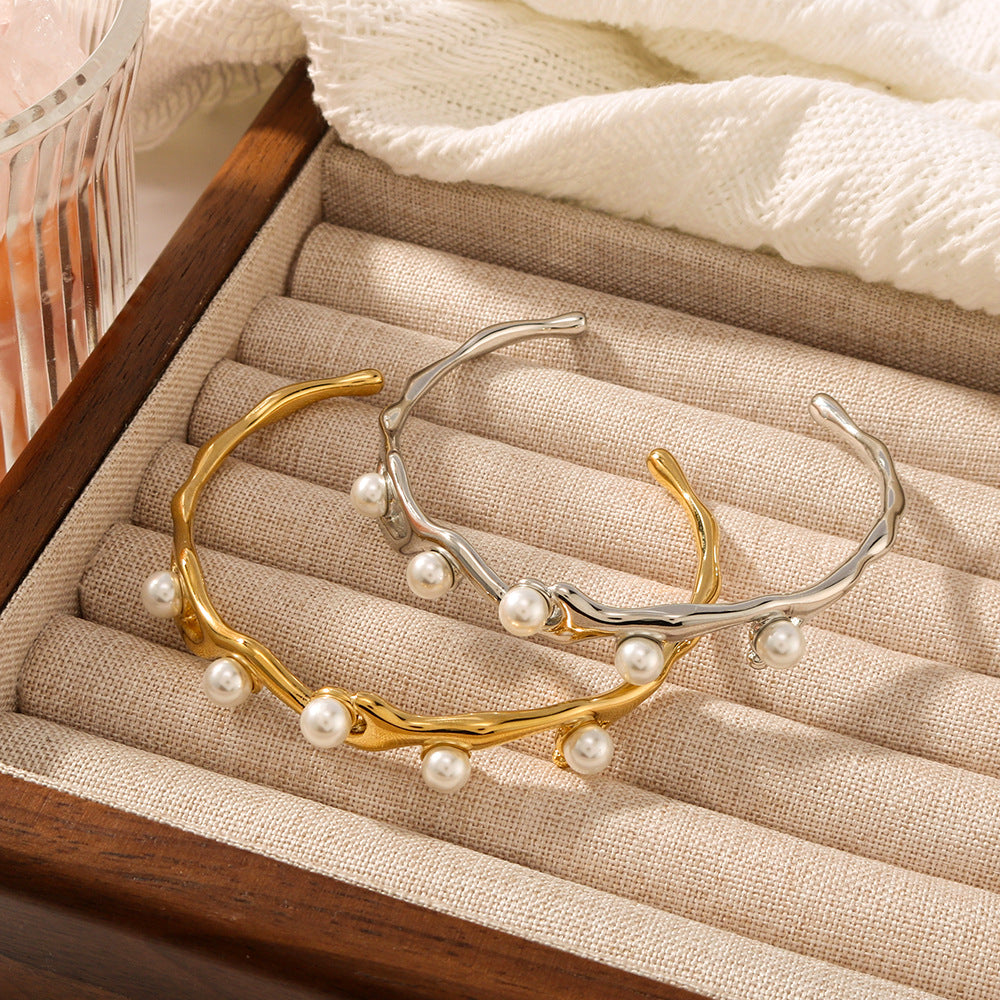 Pearl Bangle Stack Cuff