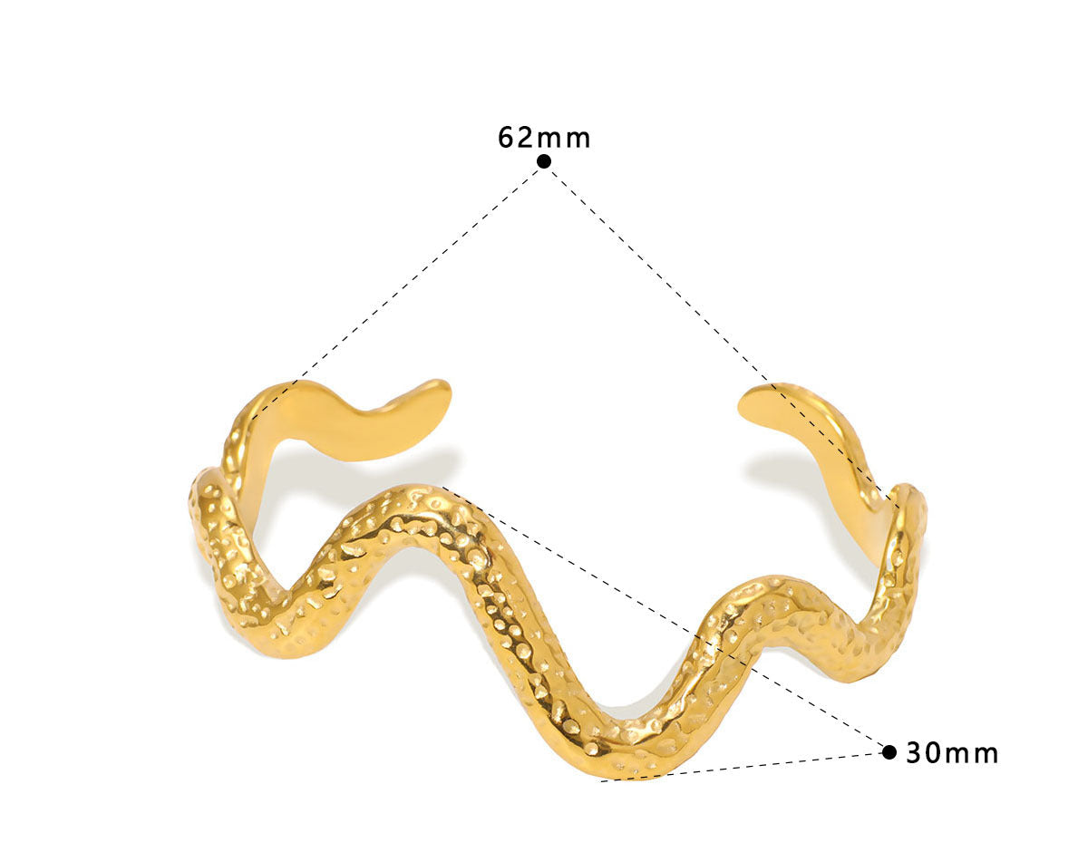 Textured Wave Cuff Bangle