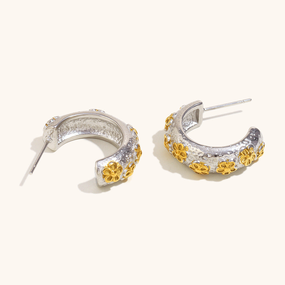 Flora Dual Tone Hoops (Golden & Silver)