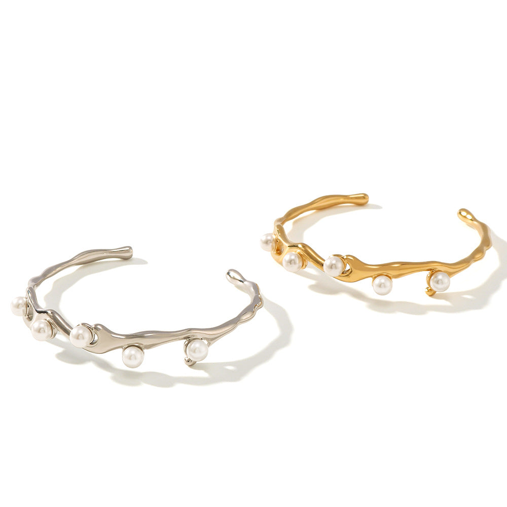 Pearl Bangle Stack Cuff