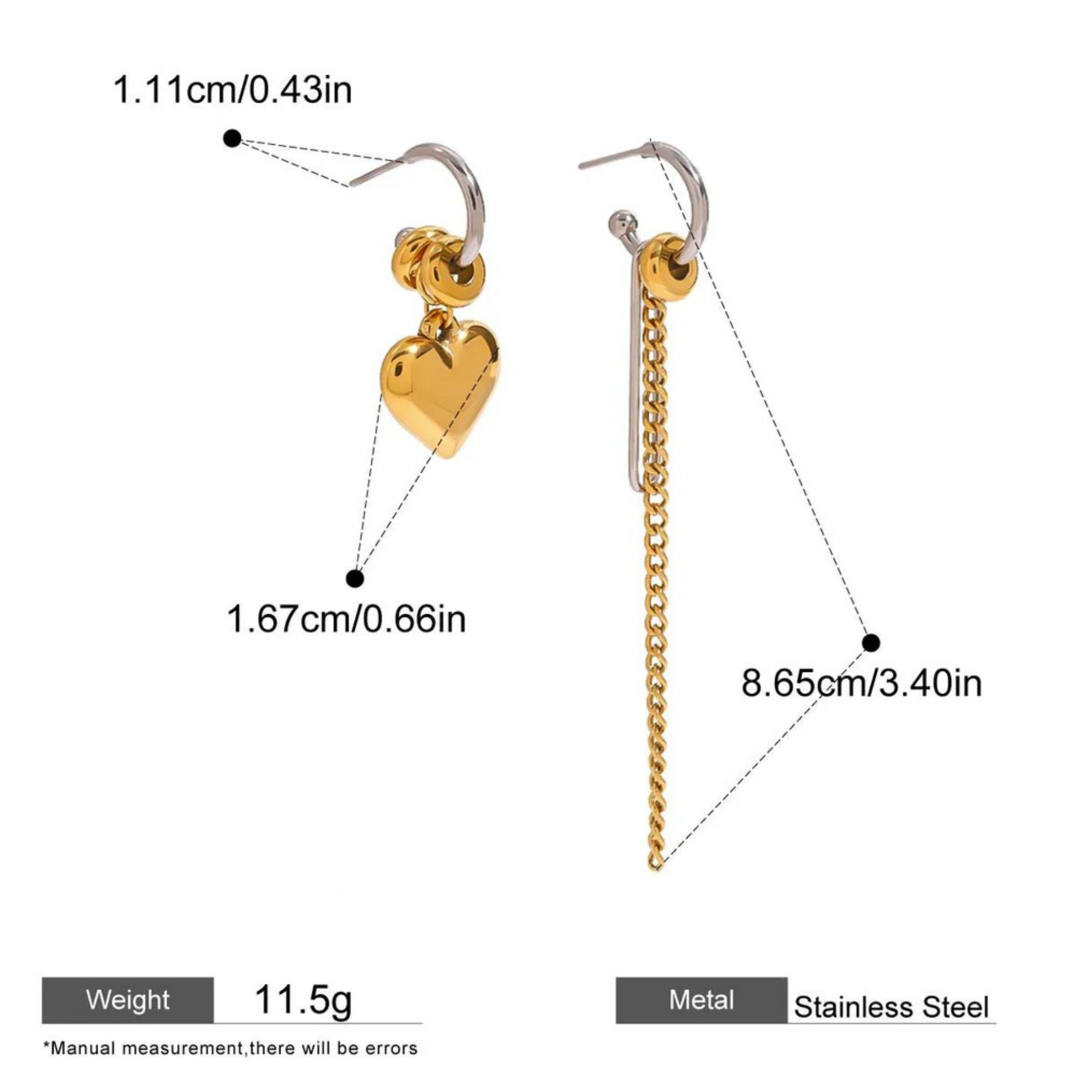 Noa Heart Chain Earrings