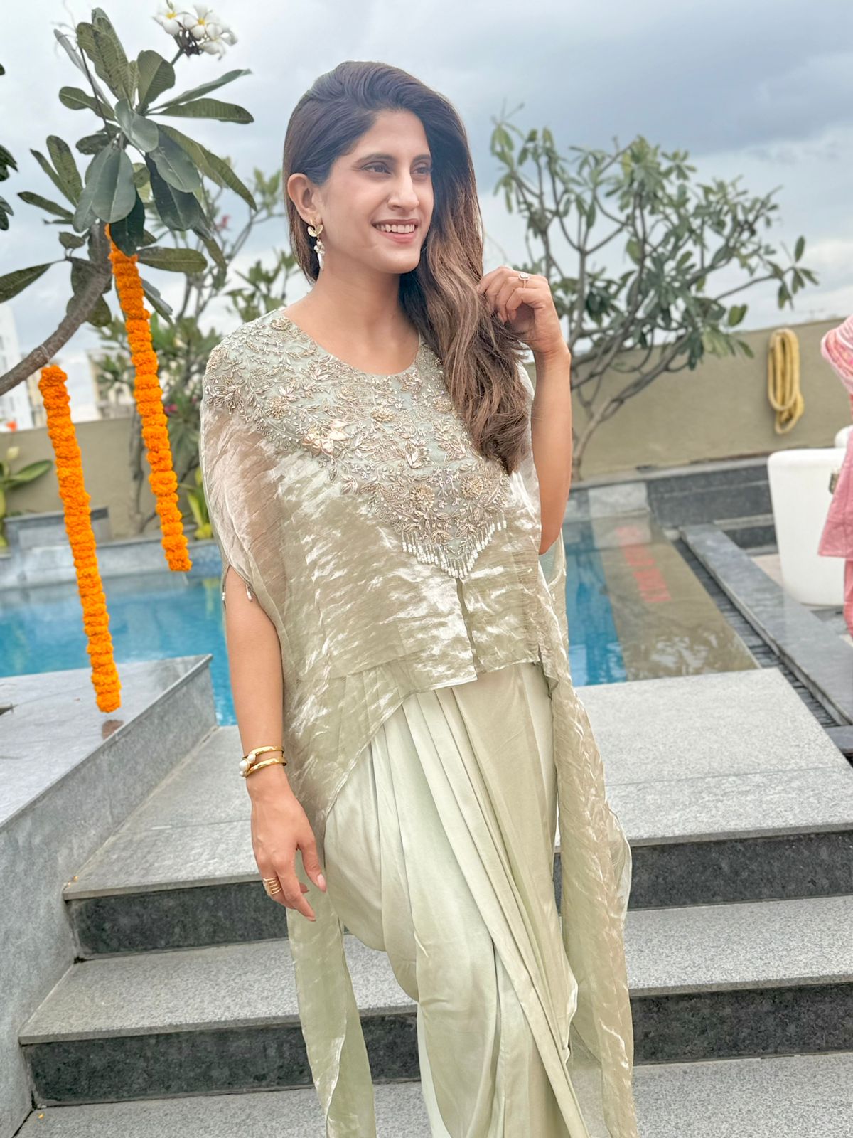 Ananya golden pearl drop earrings