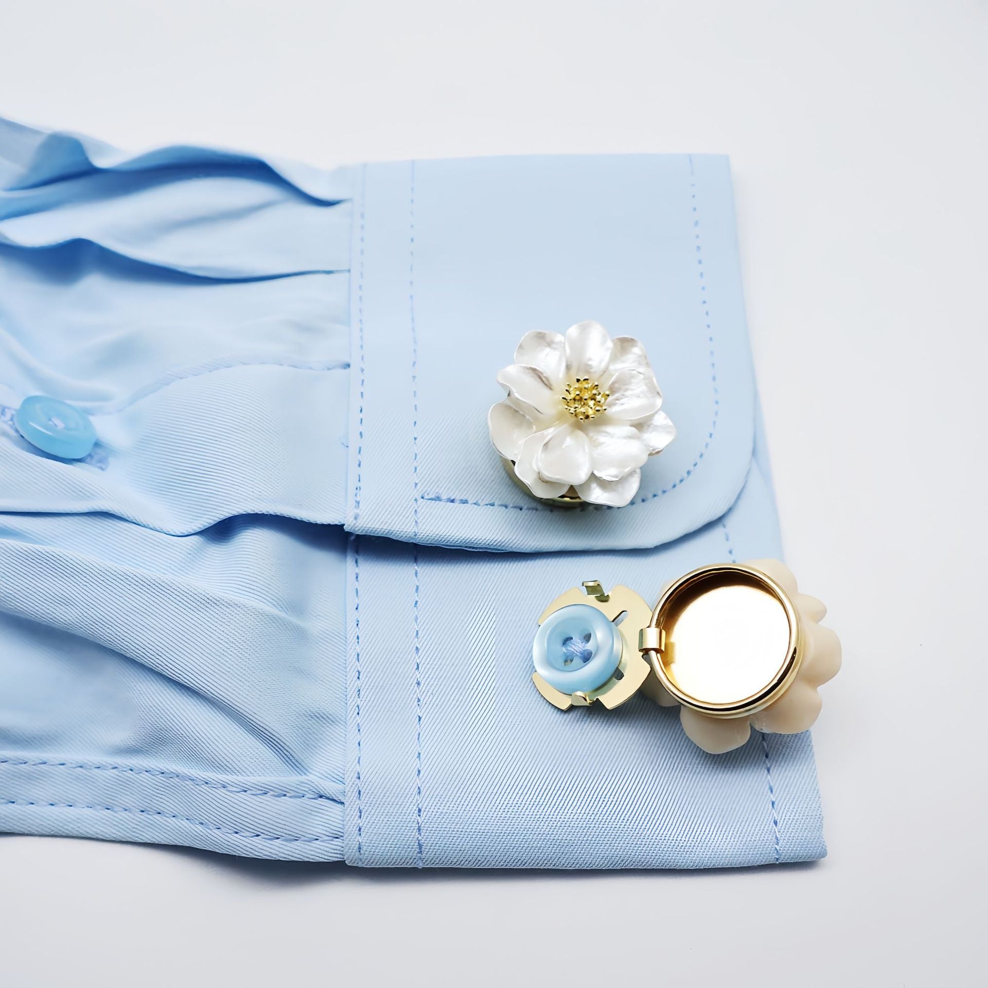 Ivory Bloom Button Covers (Set of 2)