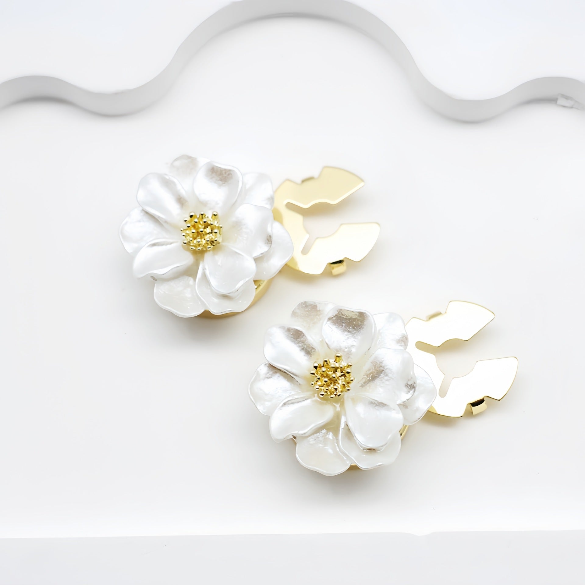 Ivory Bloom Button Covers (Set of 2)