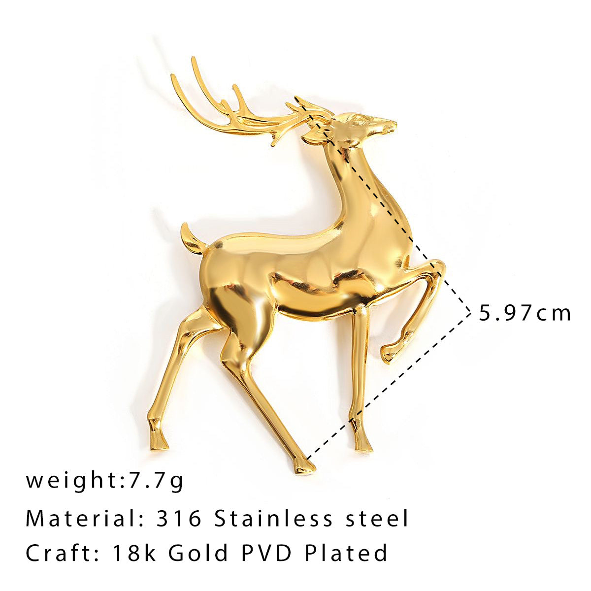 Golden Stag Emblem Brooch