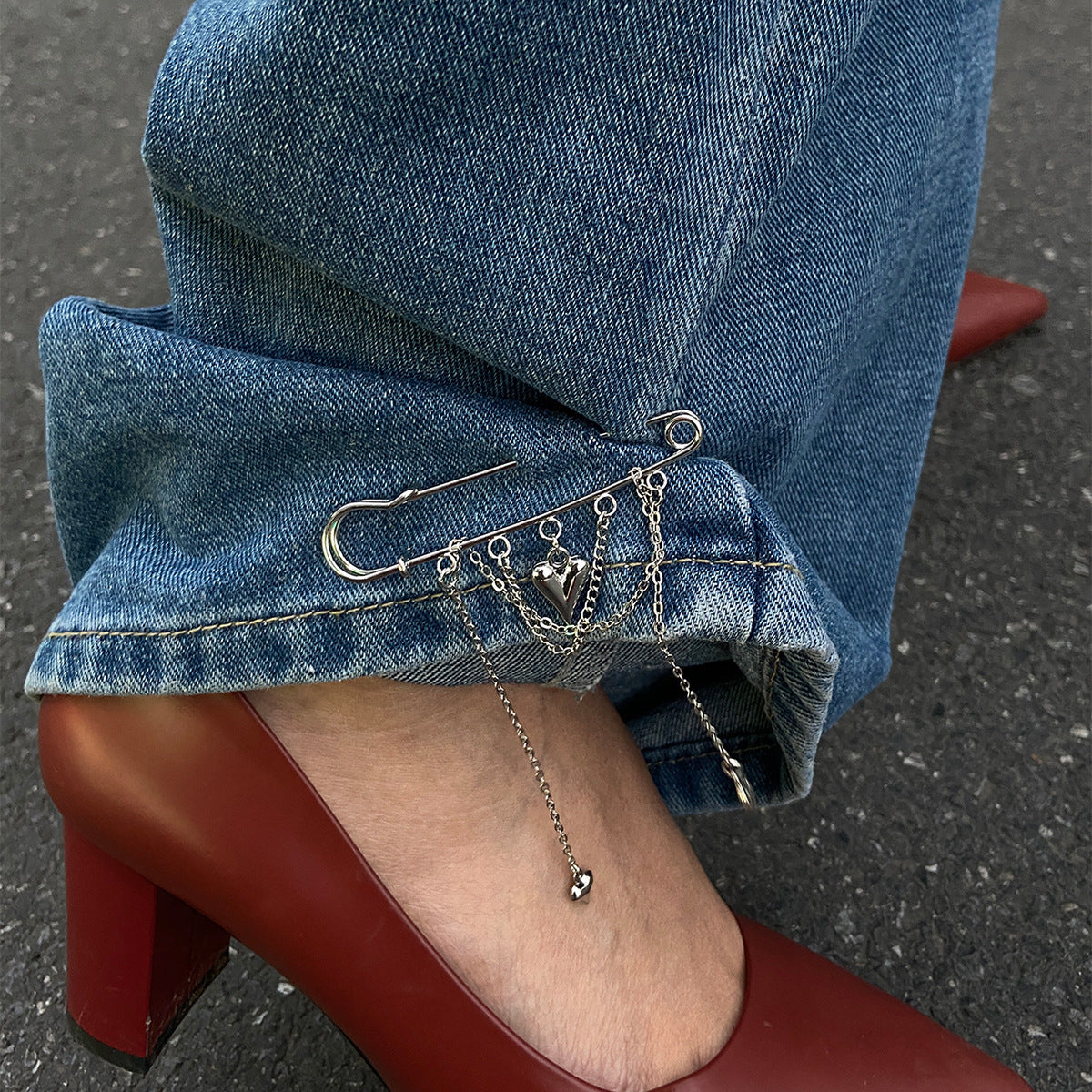 Rebel Heart Denim Pin / Brooch