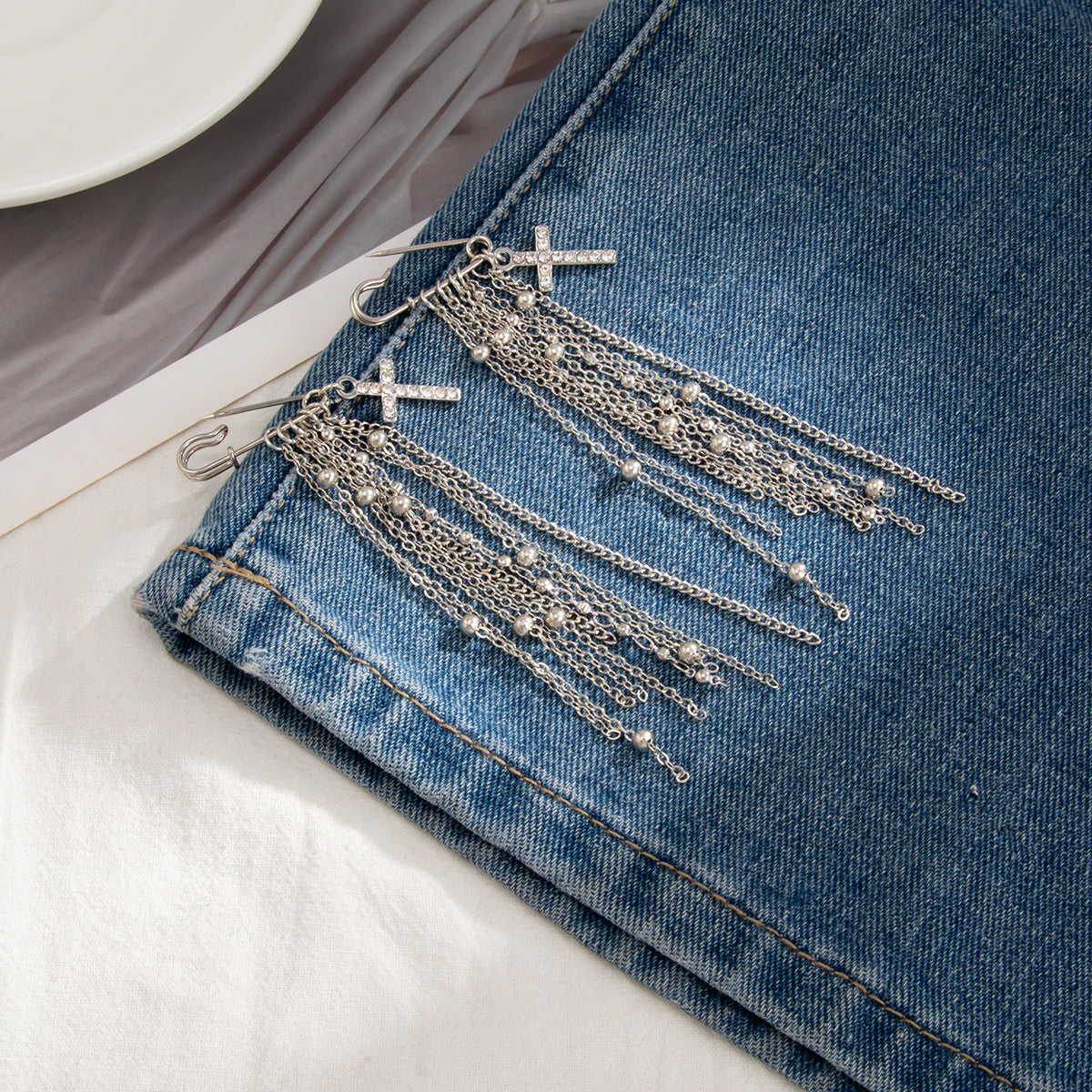 Chainmark Denim Pin / Brooch ( Set of 2 )