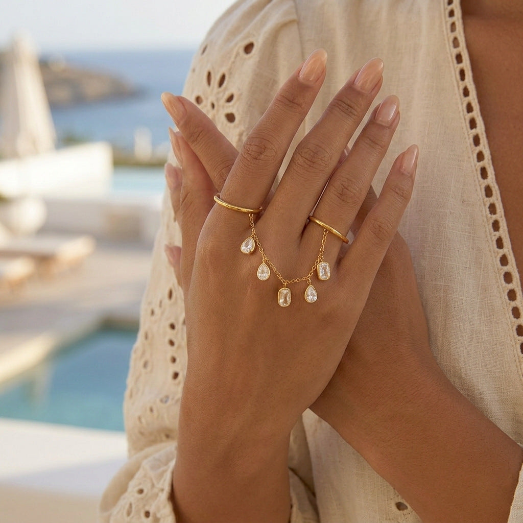 Golden Drip Chain Ring