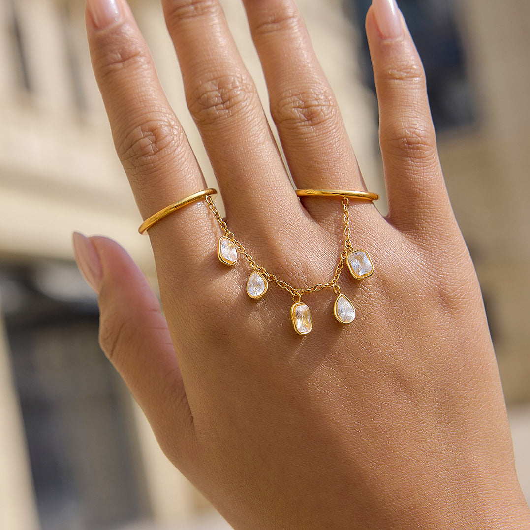 Golden Drip Chain Ring