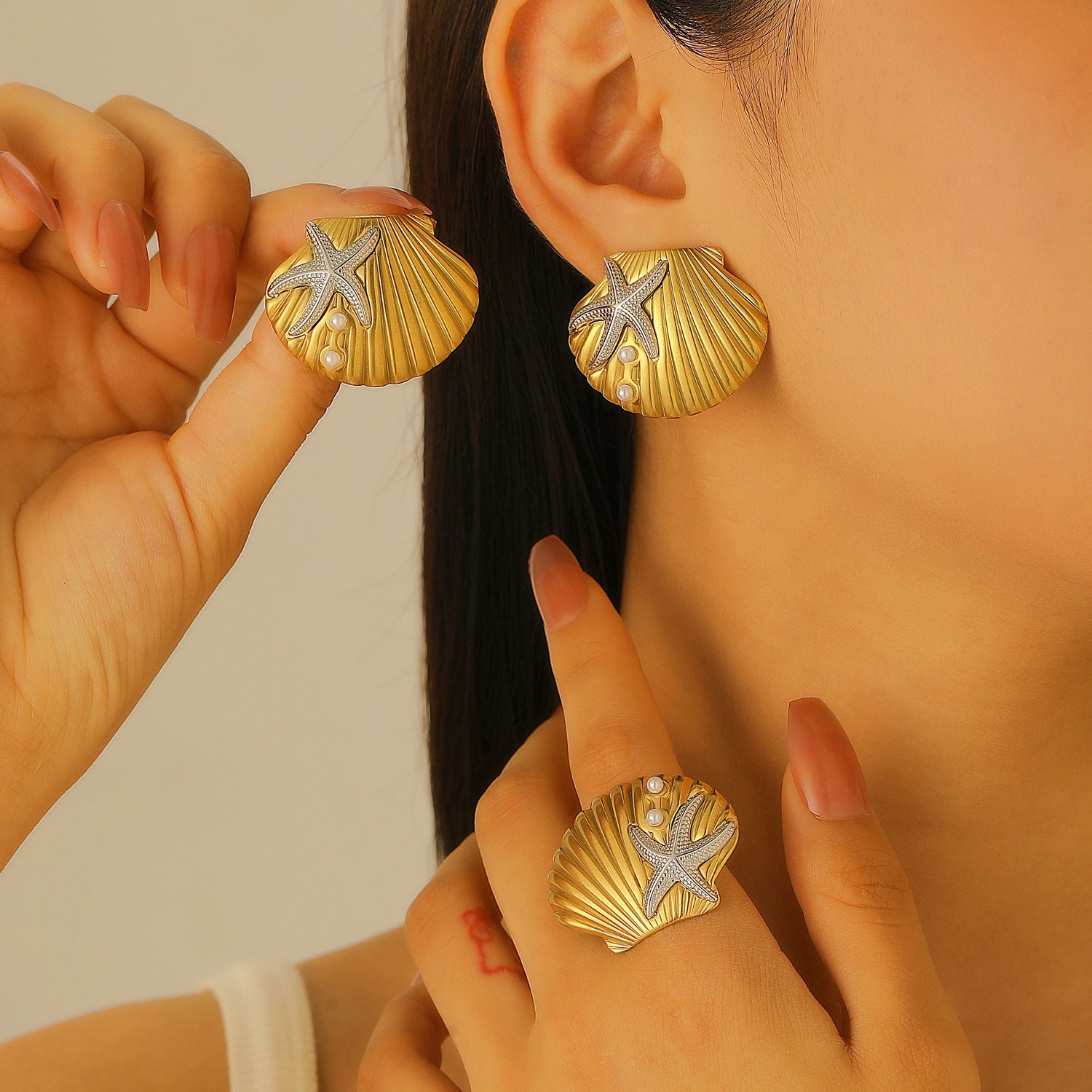 Seastar Set ( Earrings & Ring )