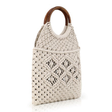 Load image into Gallery viewer, Banjara crochet bag with wooden handle
