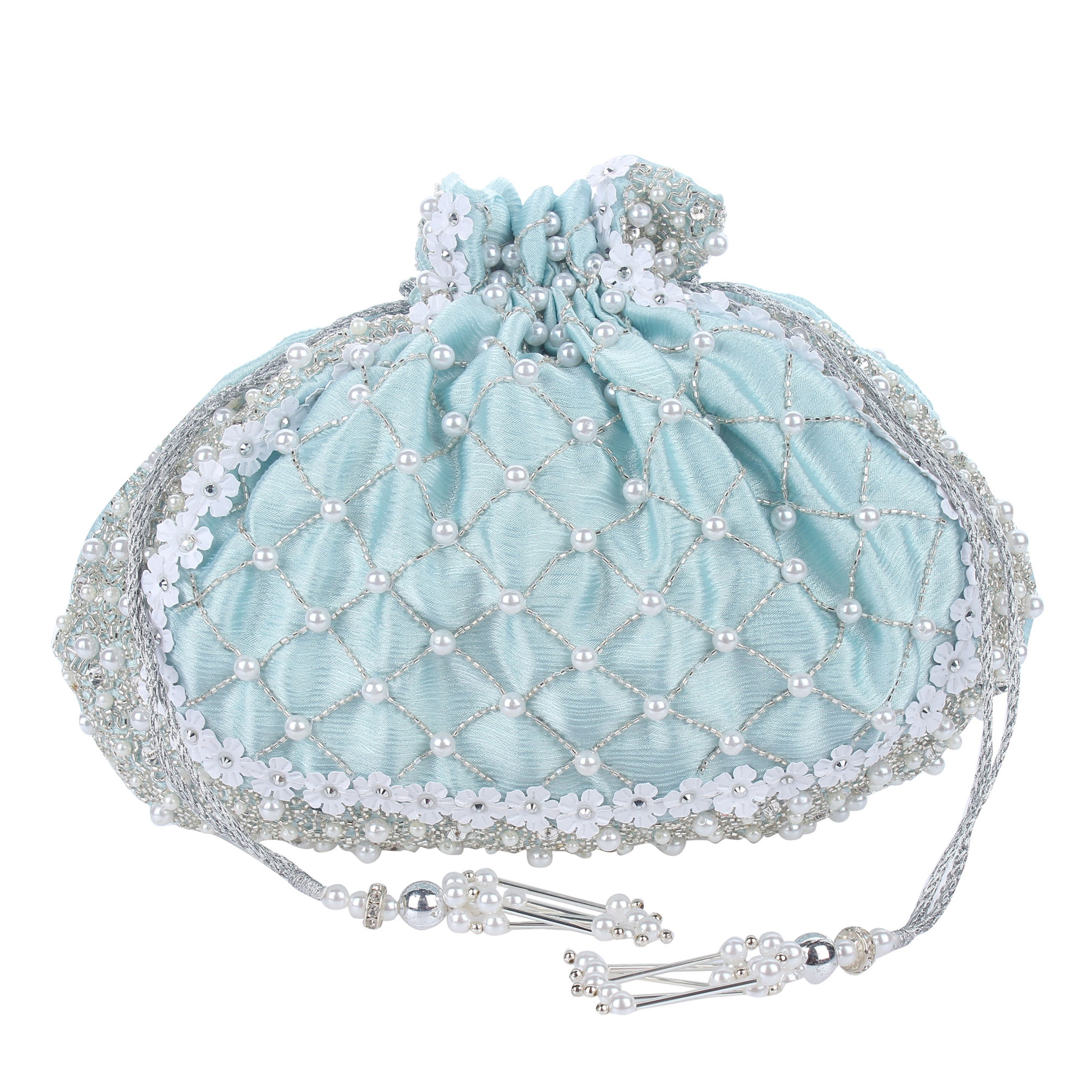 Elia Blue Pearl Potli Bag
