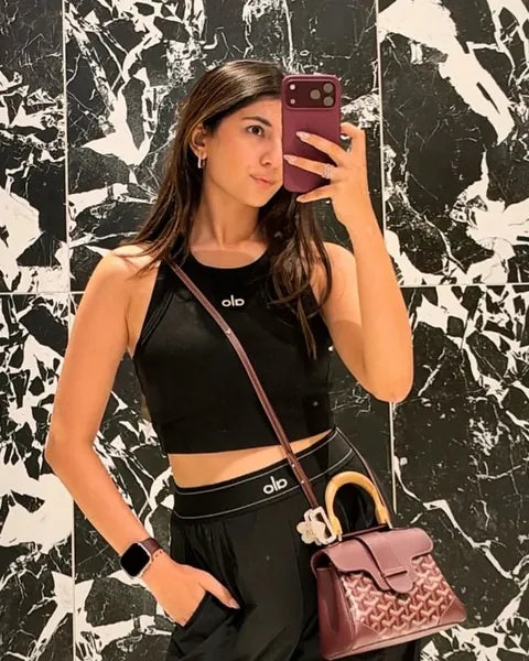Meher Taluja wearing Baguette Hoop Earrings