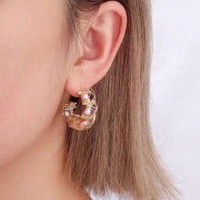 Load image into Gallery viewer, Gemstone Elegance Hoops
