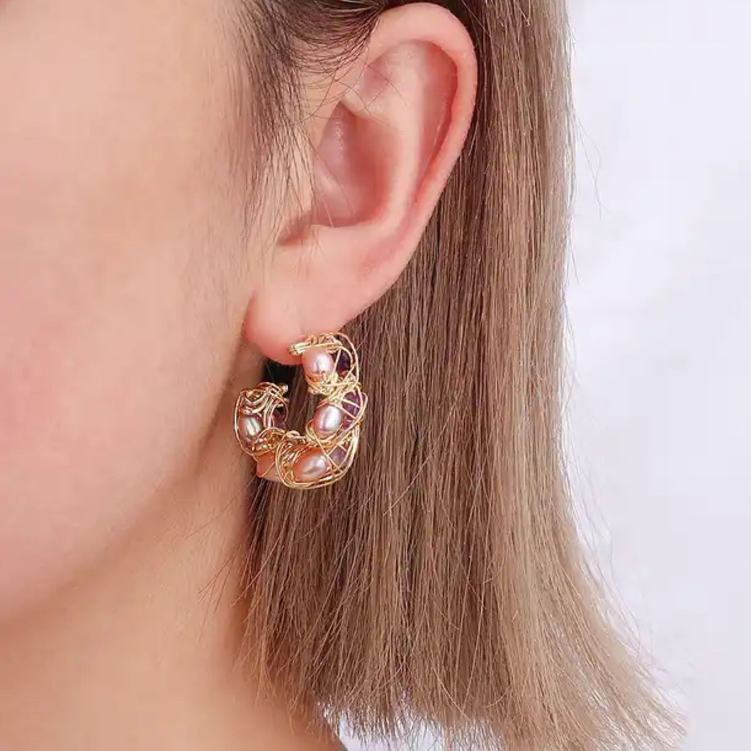 Gemstone Elegance Hoops