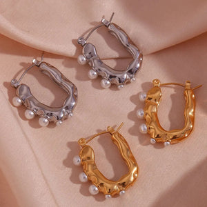 Alluring Pearl Embedded Hoops