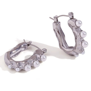 Alluring Pearl Embedded Hoops