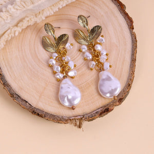 Ananya golden pearl drop earrings