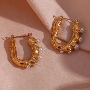 Alluring Pearl Embedded Hoops