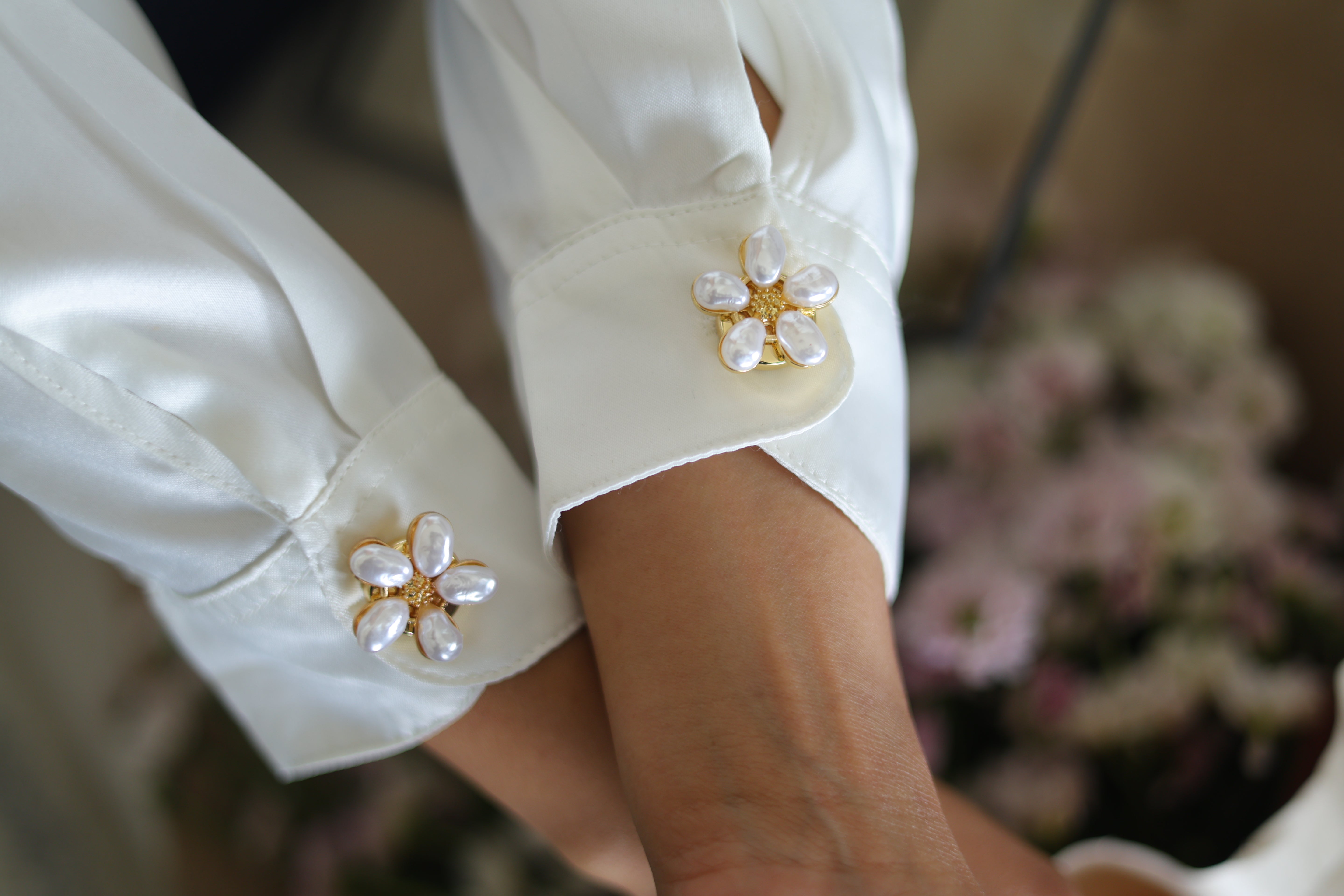 Pearl Bloom Button Covers (Set of 2)