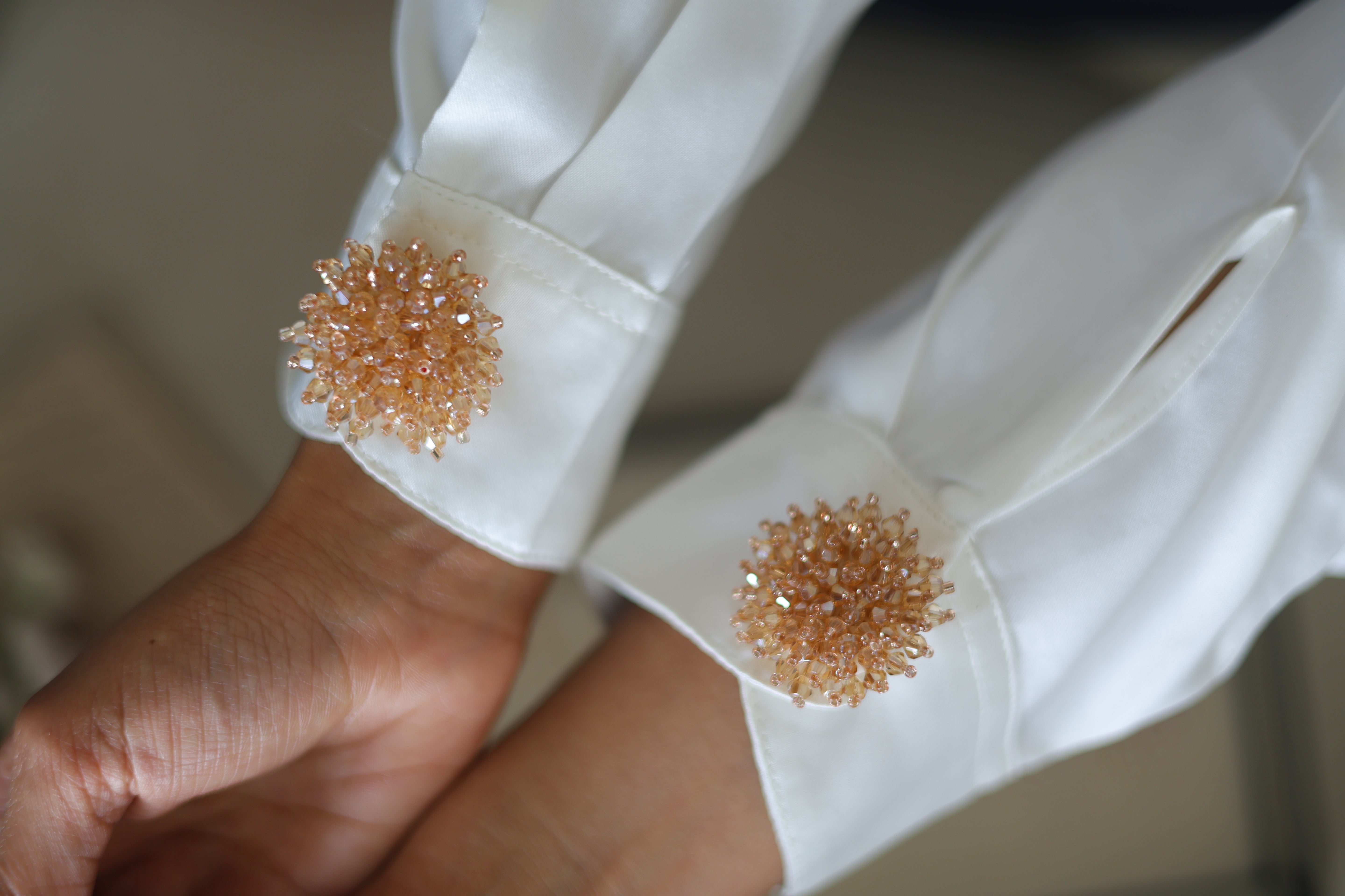 Champagne Flower Button Covers (Set of 2)