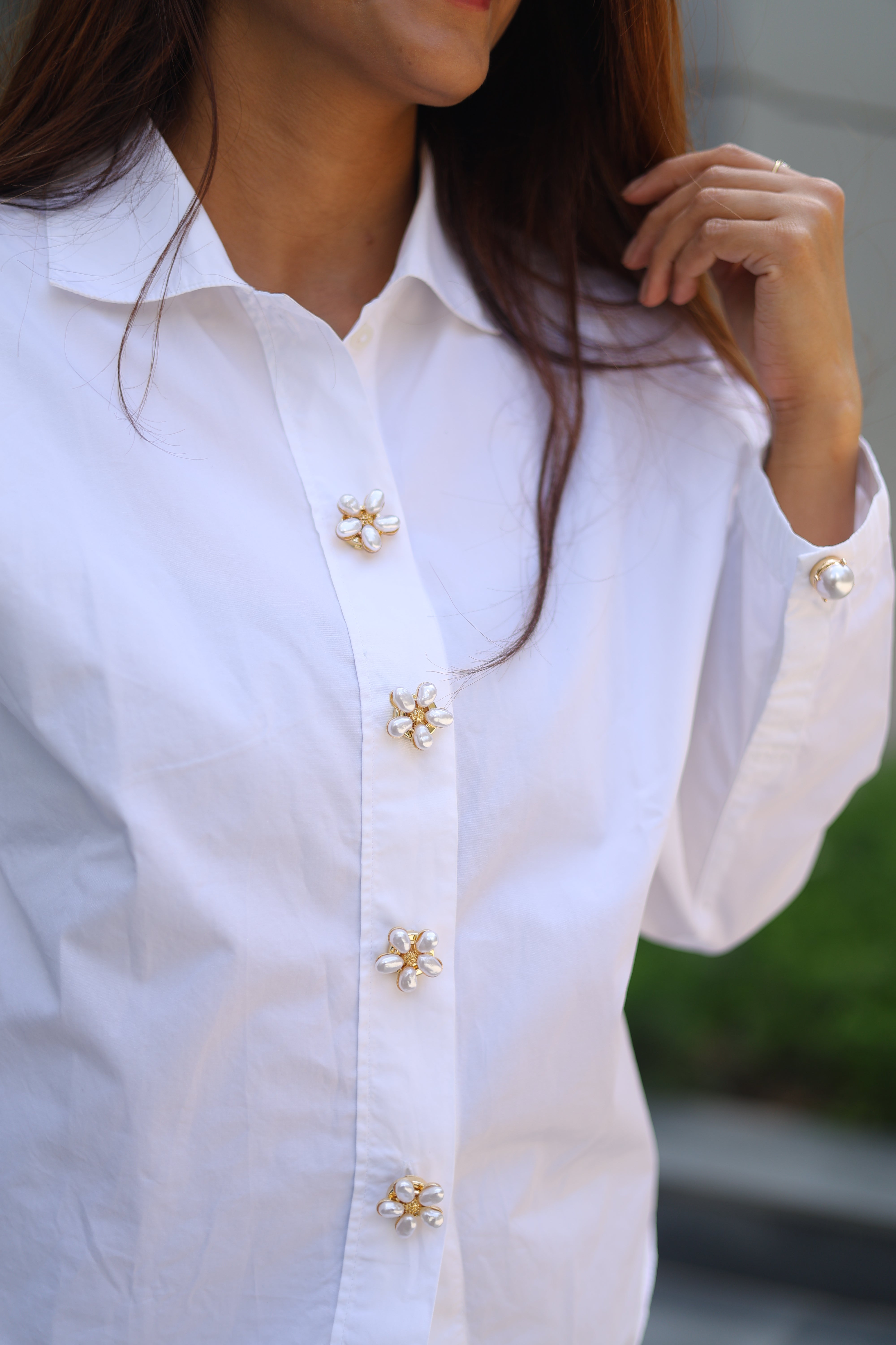 Pearl Bloom Button Covers (Set of 2)