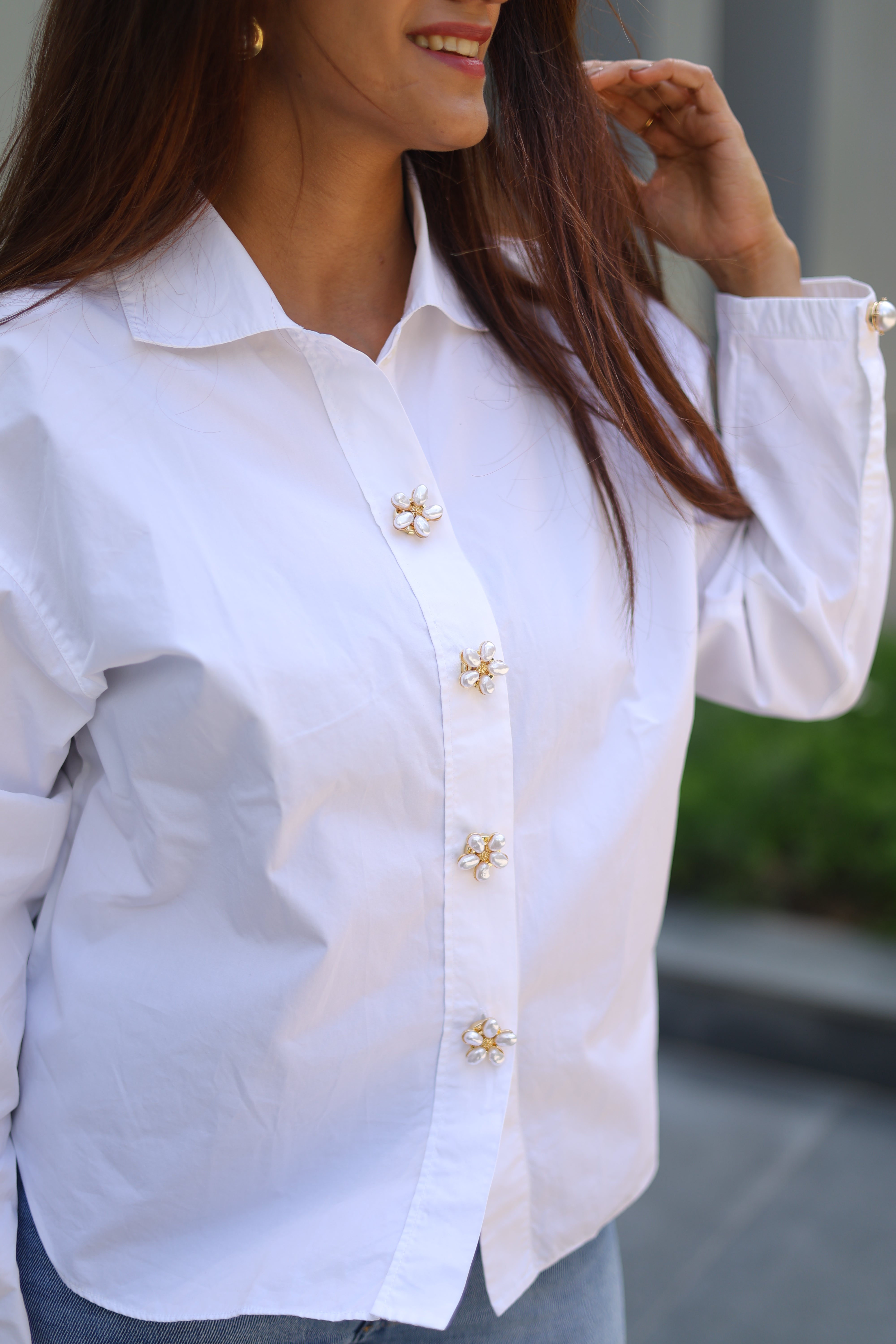 Pearl Bloom Button Covers (Set of 2)