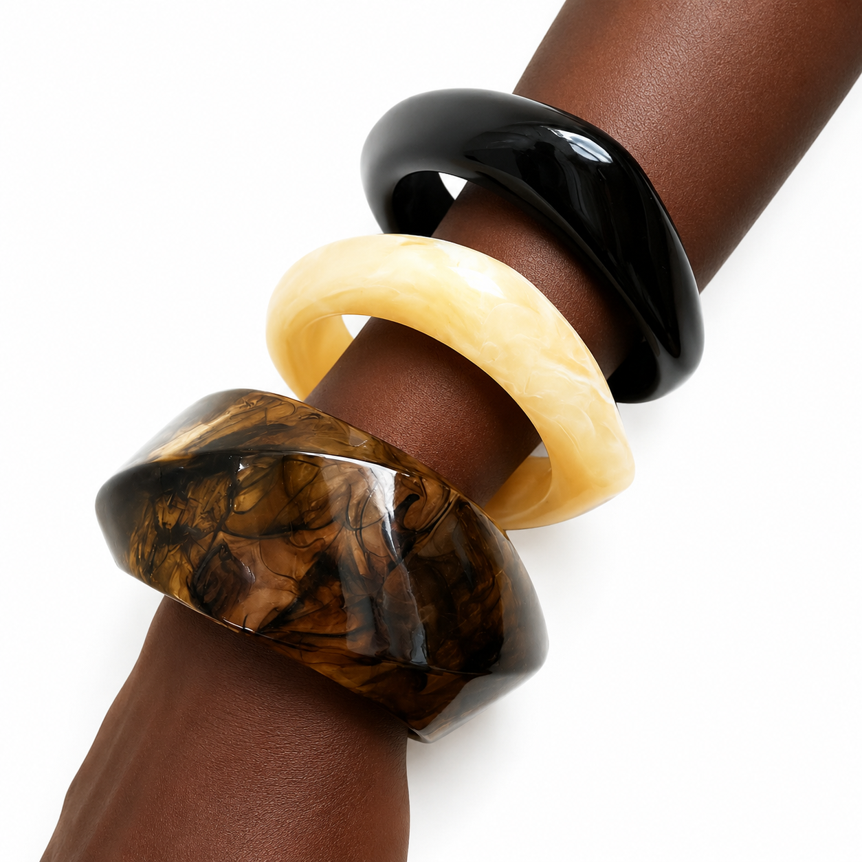 Mocha Resin Bangle Stack (Set of 3)