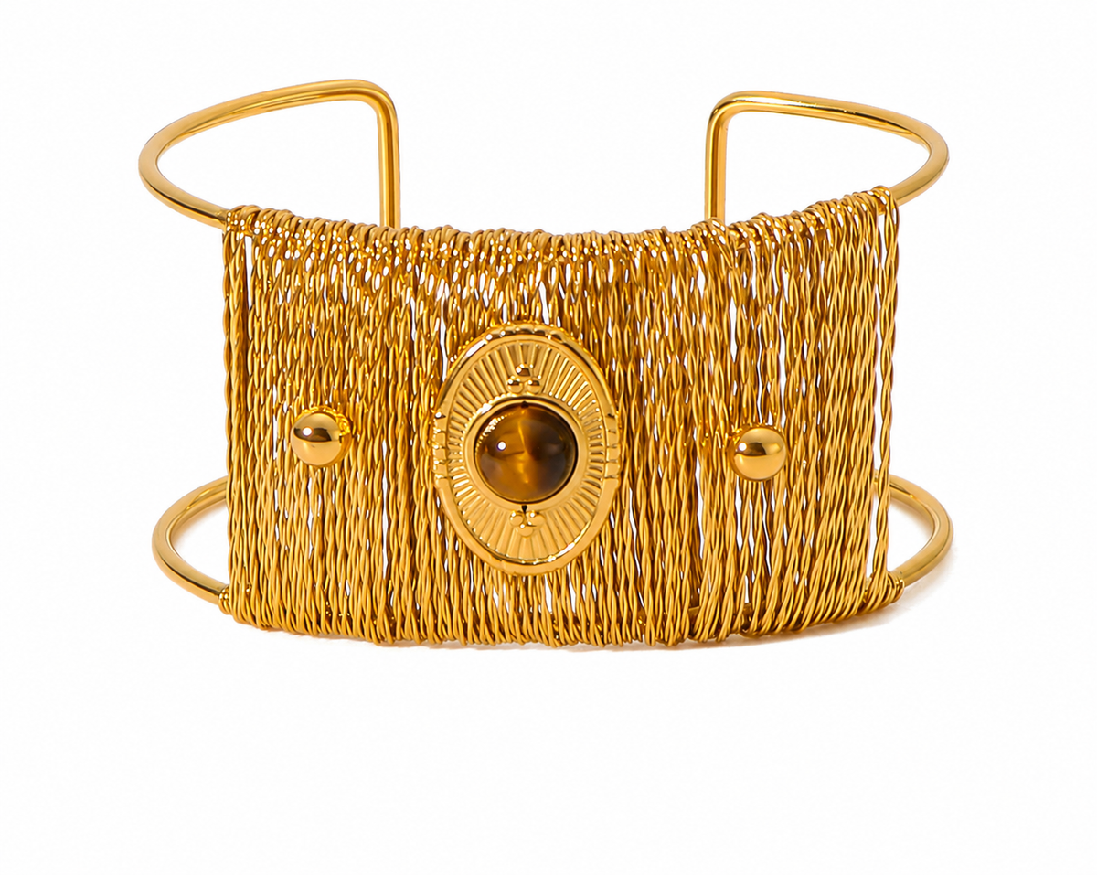 Sunburst Gemstone Cuff Bracelet