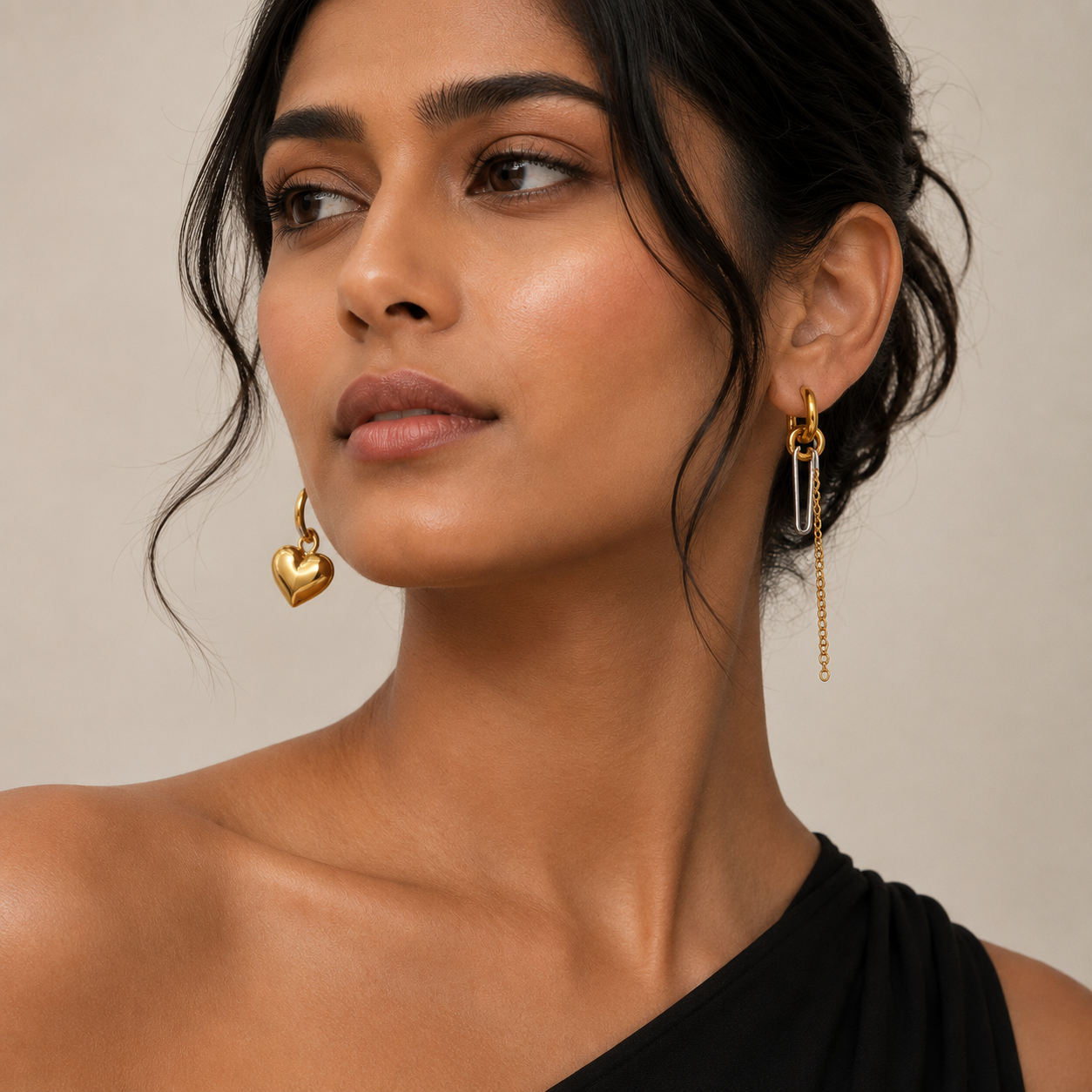Noa Heart Chain Earrings