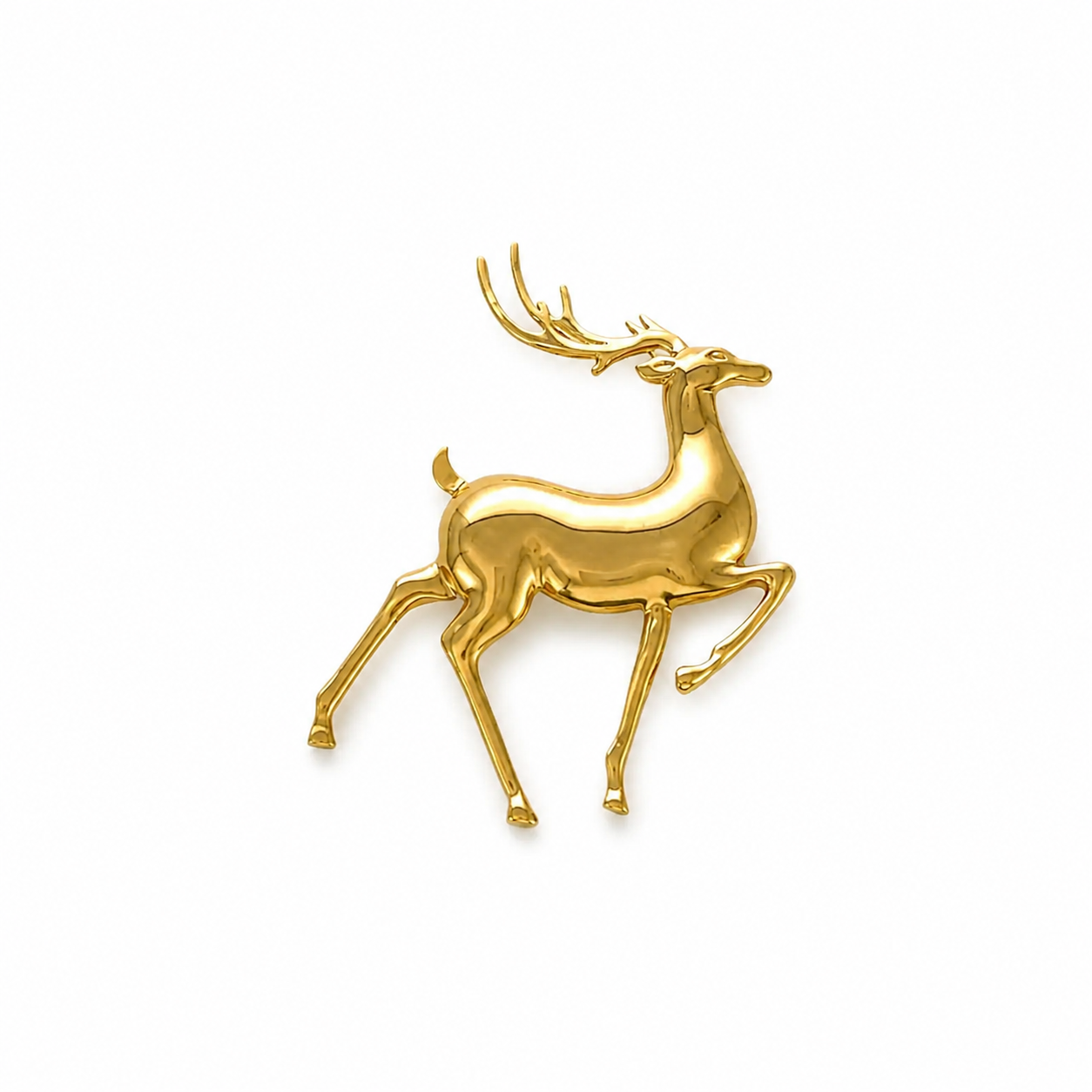 Golden Stag Emblem Brooch