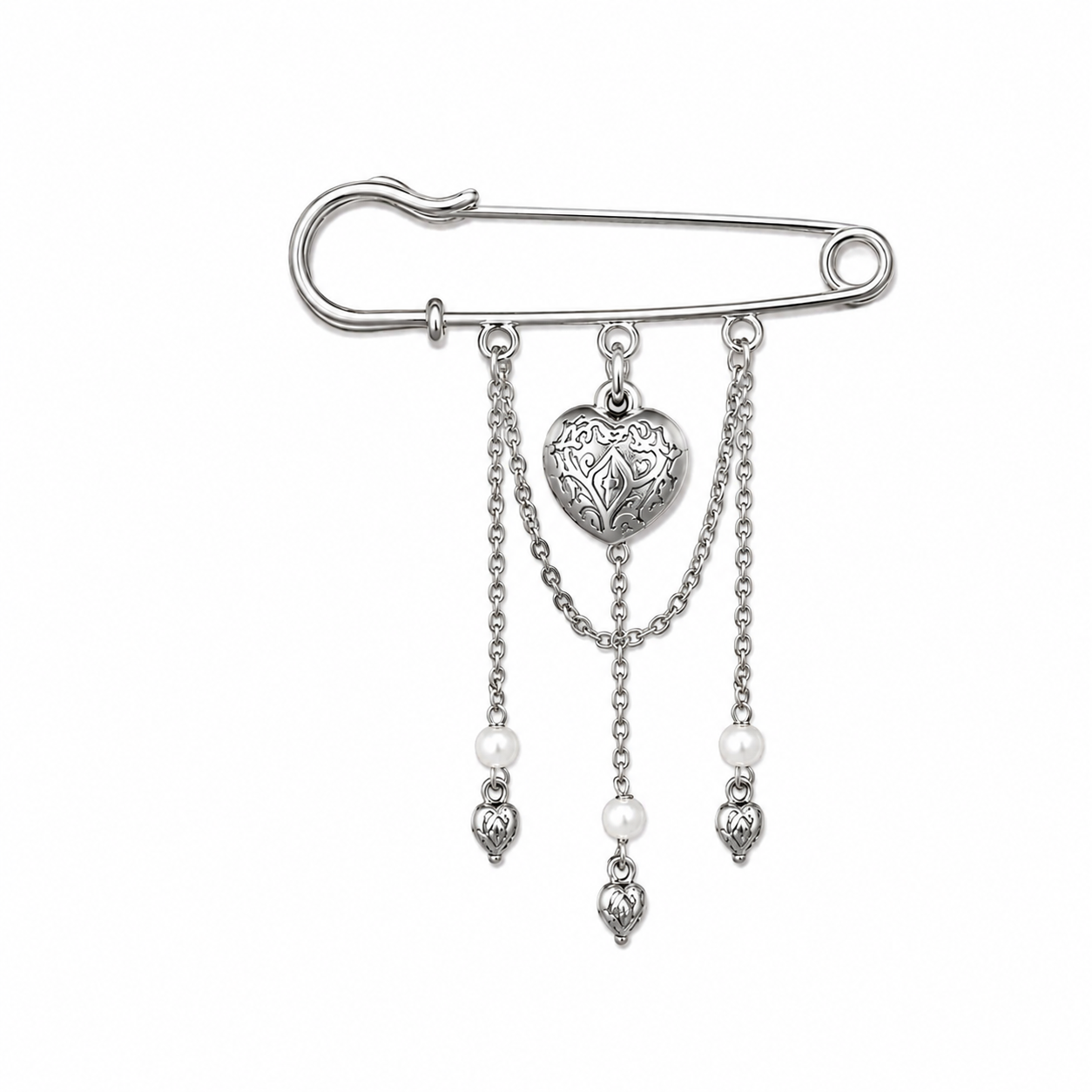 Heart Dangle Denim Pin / Brooch