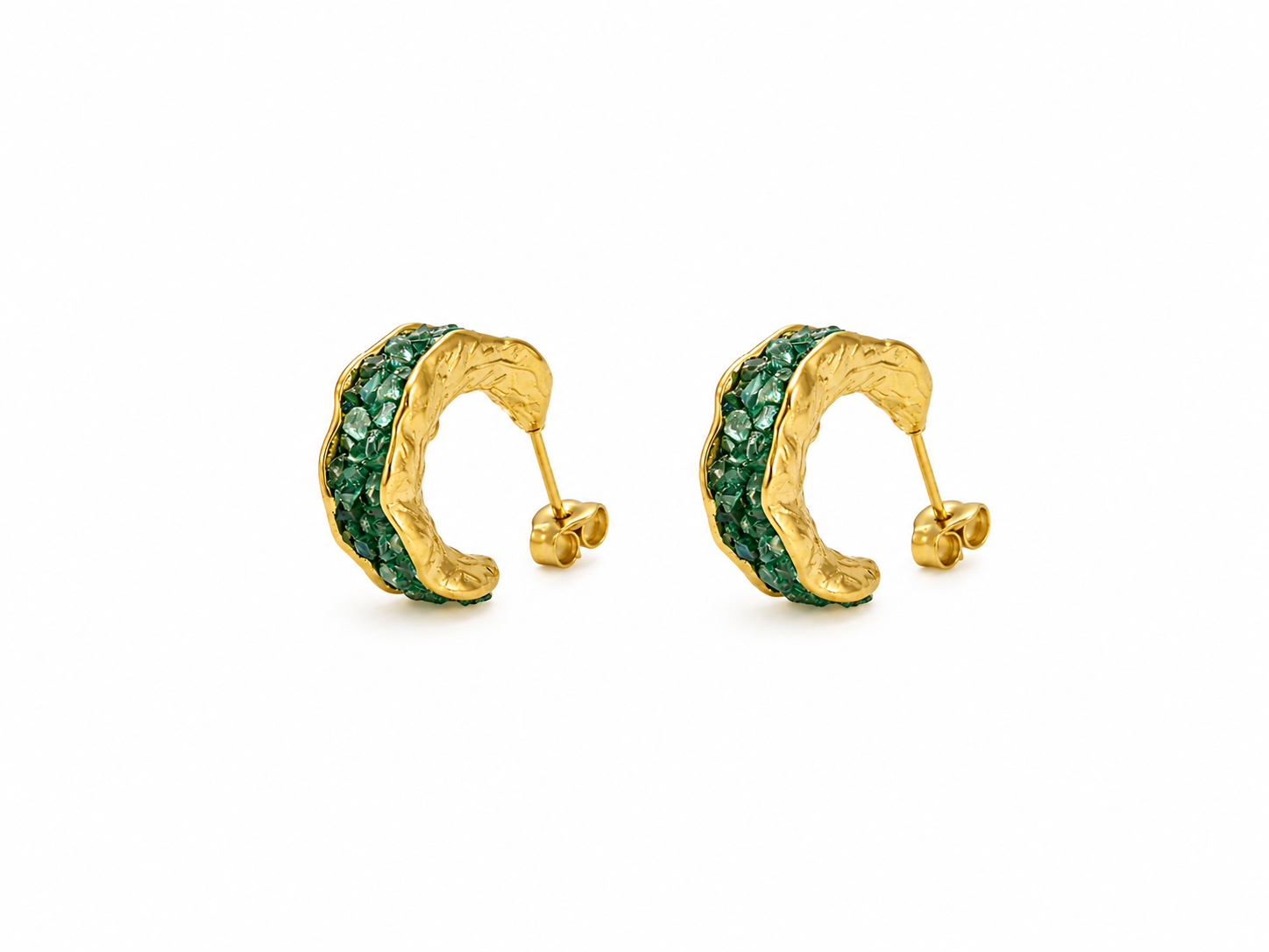 Emerald Wave Hoops