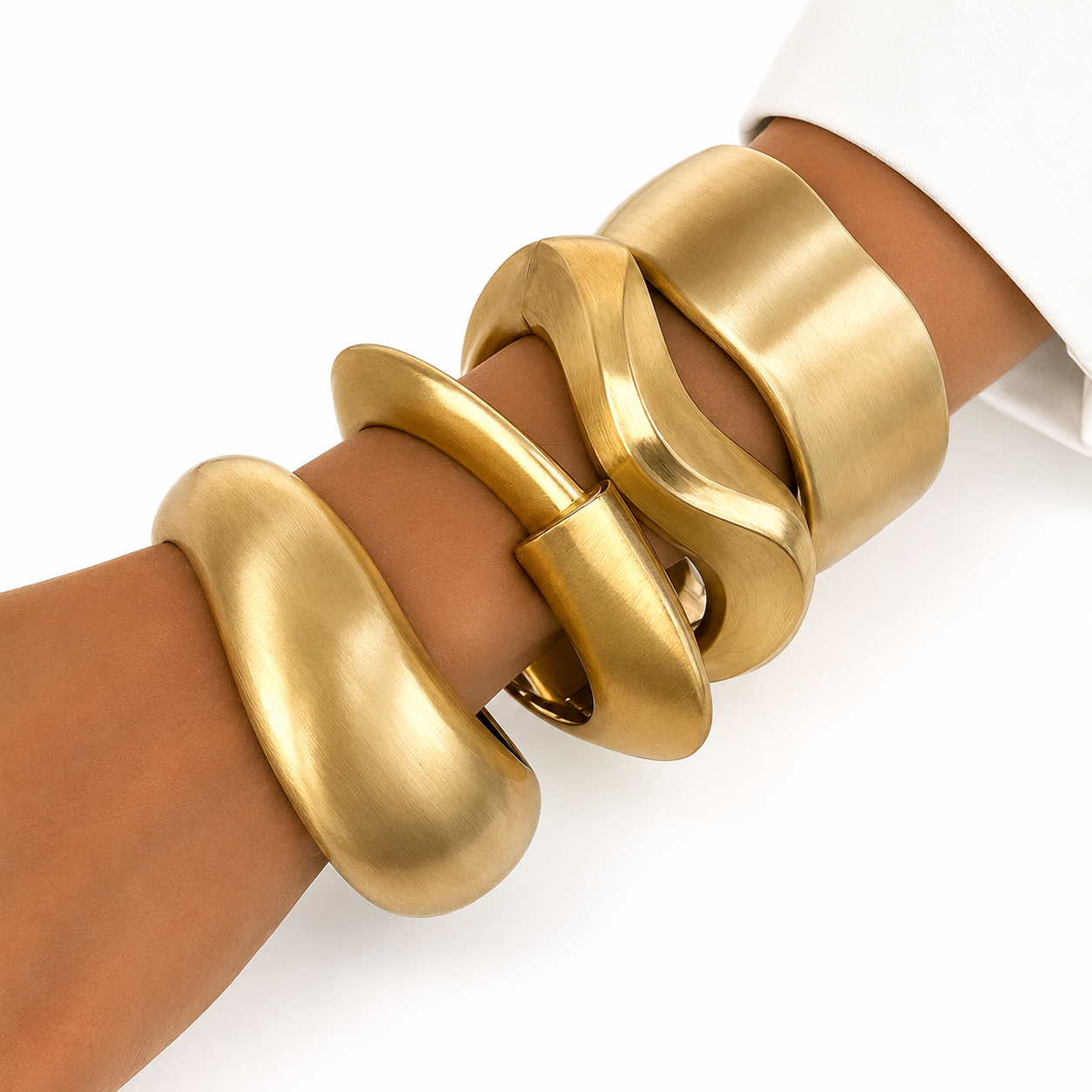 Matte Sculpt Bangle Stack (Set of 4)