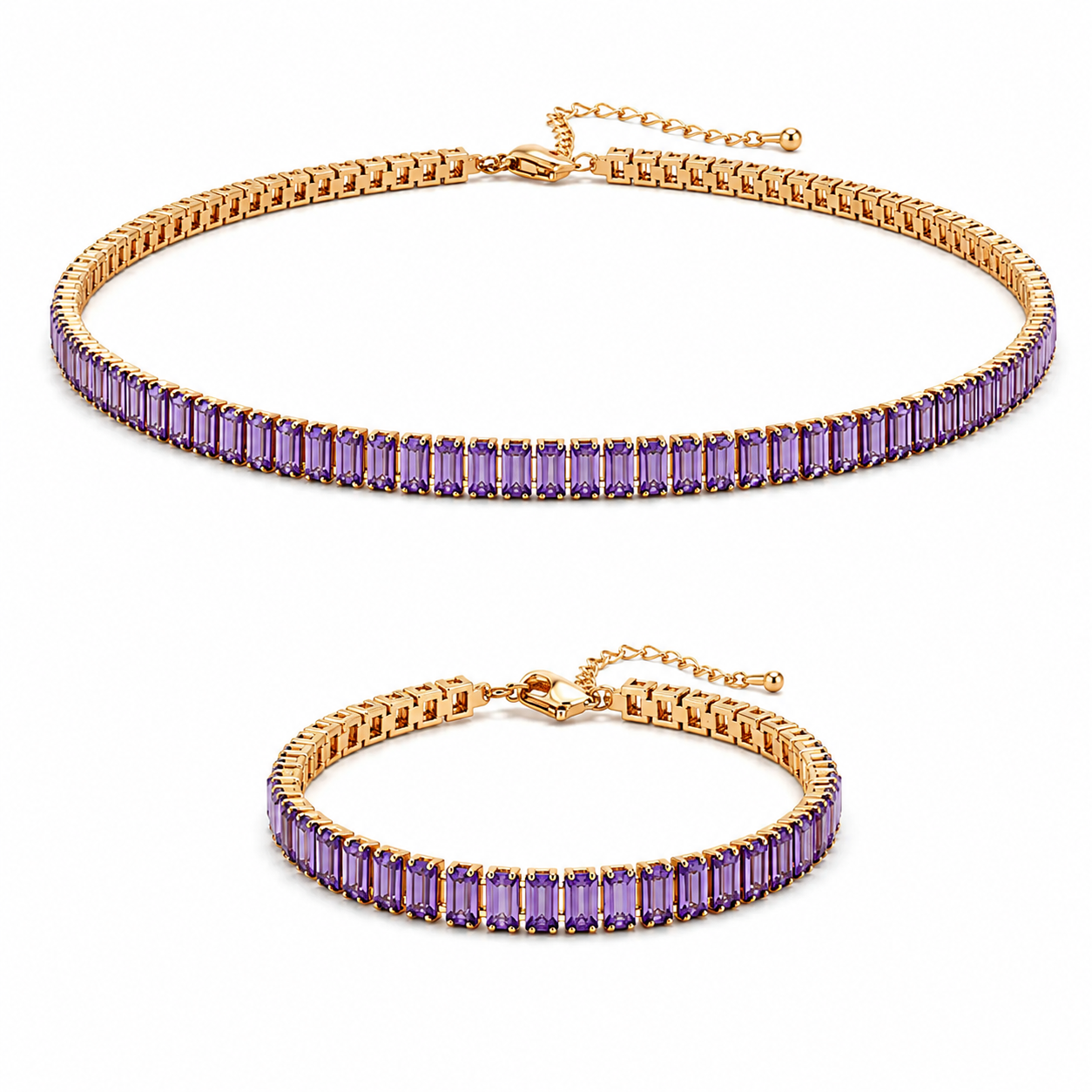 Purple Zircon Tennis Set | Necklace & Bracelet