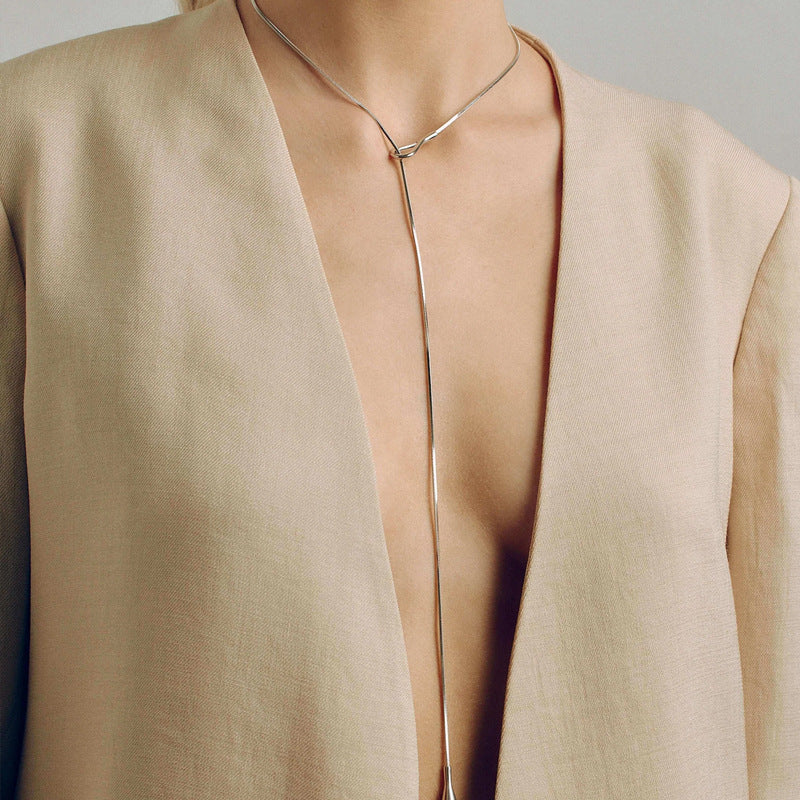 Lariat Knot Teardrop Necklace