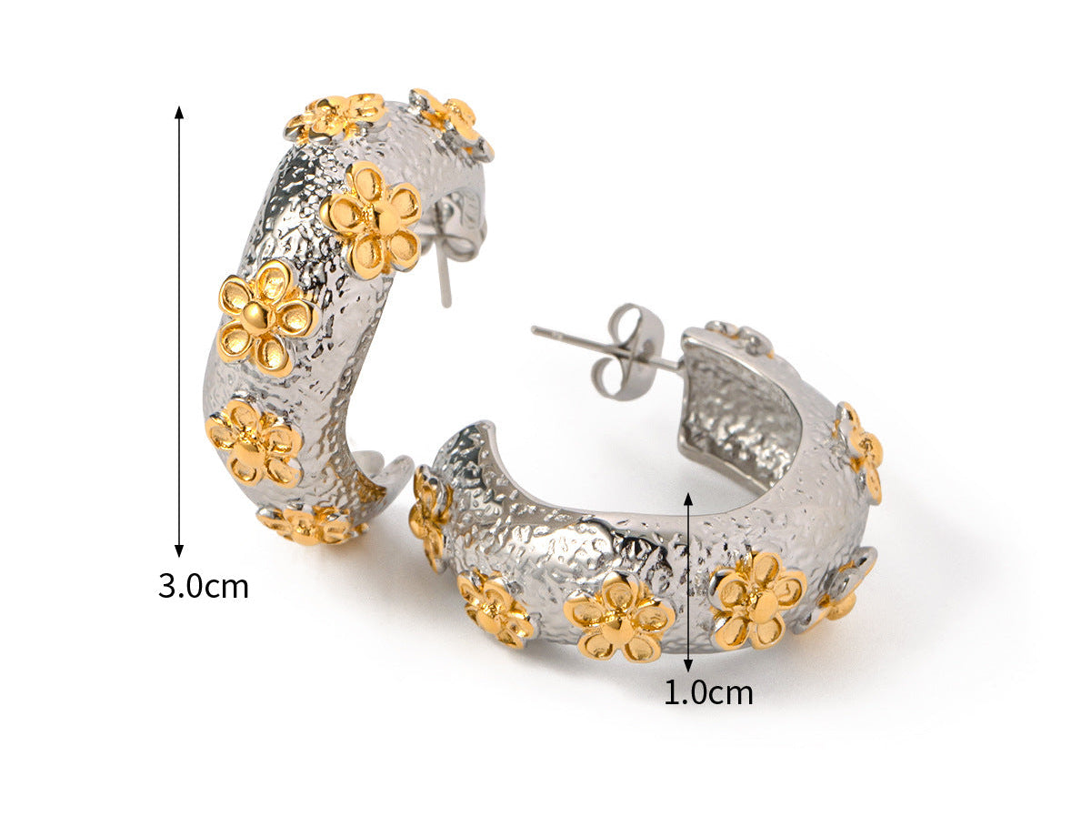 Flora Dual Tone Hoops (Golden & Silver)