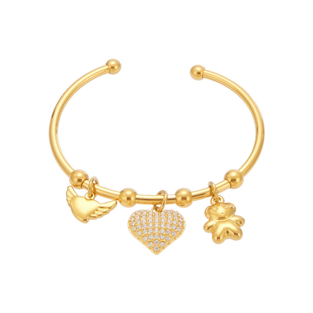 Sweetheart & Bear Charm Cuff