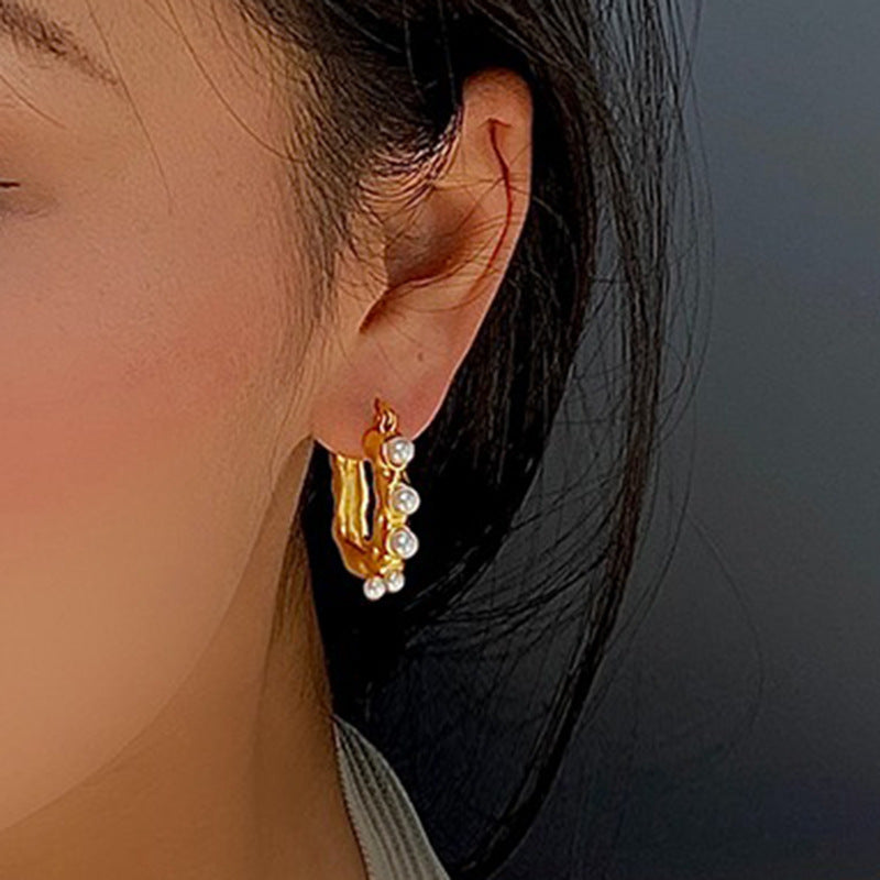 Alluring Pearl Embedded Hoops